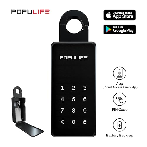 Smart Key Lock Box for Outside, Wireless Lock Box for House Keys, Hide a Key Outdoor, Electronic Digital Lockbox for Realtor Airbnb Smart Bluetooth Lockbox, Work Offline