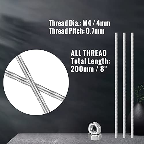 LEIFIDE 24 Pcs 8/32 in 4mm Threaded Rod with Hex Nuts, 8 Inch - size: 8 Inch