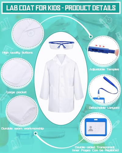Xtinmee 24 Sets Kids Lab Coat Science Kit Bulk, White, XXL - size: XX-Large