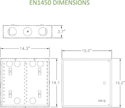 Legrand - OnQ 14 Inch Structured Wiring Enclosure with Hinged Door, Large Wire Openings & Extra Knockouts - Glossy White, EN1450 - size: 14 inch