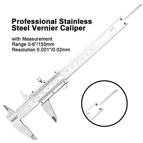 Professional Vernier Caliper Measuring Tool Stainless Steel 6 Inch/150mm for Inside,Outside, Depth and Step Measurements,0.001"/0.02mm High Precision Durable Micrometer - color: set 4