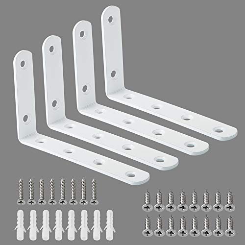 Alise White Floating Shelf Brackets 5x3 Inch,L Brackets for Shelves,4 Pcs - color: White, size: 5x3 Inch