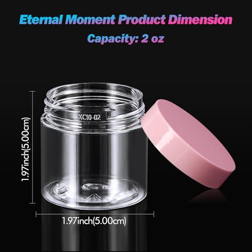 Eternal Moment 36 Pack 2 OZ Plastic Jars Clear Cosmetic Container with Lids - color: Pink Lid, size: 2 Ounce