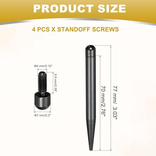 uxcell 4 Pcs 0.3" x 3"Standoff Screws Aluminum Alloy Wall Mount Sign Mounting Hardware Kit with 4pcs Screws for Hanging Acrylic Glass Signs, Black - color: Black, size: 0.3" x 3"