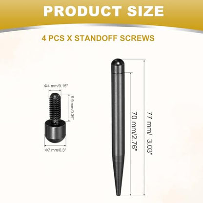 uxcell 4 Pcs 0.3" x 3"Standoff Screws Aluminum Alloy Wall Mount Sign Mounting Hardware Kit with 4pcs Screws for Hanging Acrylic Glass Signs, Black - color: Black, size: 0.3" x 3"