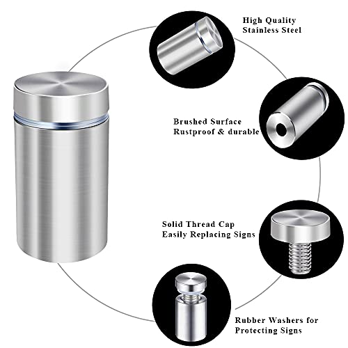 1/2 x 1 3/5 Inch Sign Standoffs Screw Mount Wall Standoff Hardware, 16 Pack - size: 1/2" x 1-3/5"