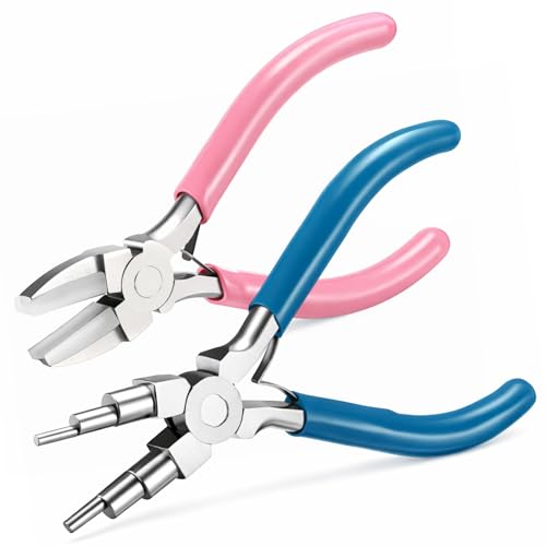 Mudder 2 Pcs Jewelry Making Tool 6 in 1 Bail Making Plier,Blue and Pink - color: Blue and Pink