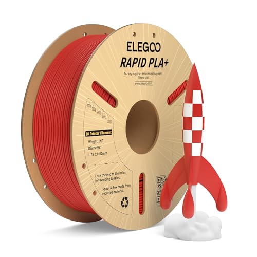 ELEGOO Rapid PLA Plus 3D Printer Filament 1.75mm Red 1KG - color: 1kg Red