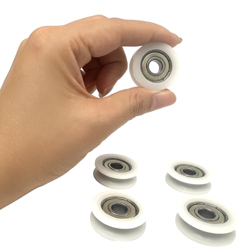 5PCS U-Groove Pulley Roller Wheels with Deep Groove Ball Bearings, 8x30x10mm Silent Nylon Guide Track Rollers for Sliding Doors, Windows, and Gym Cable Systems, Heavy Duty & Smooth Motion
