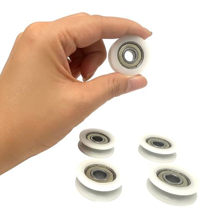 5PCS U-Groove Pulley Roller Wheels with Deep Groove Ball Bearings, 8x30x10mm Silent Nylon Guide Track Rollers for Sliding Doors, Windows, and Gym Cable Systems, Heavy Duty & Smooth Motion