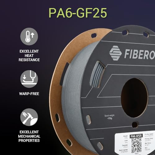 Polymaker Fiberon PA6-GF25 Glass Fiber Nylon Filament 1.75mm, Grey, 0.5kg - color: Grey Pa6-gf25 0.5kg, size: NYLON