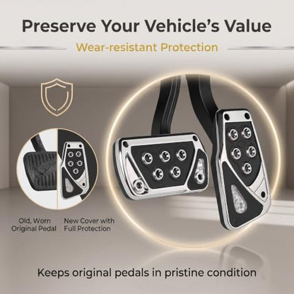 2 PCS Car Pedal Covers, Automatic Transmission Gas Brake Pedals Pads Non-slip Rubber Alloy Foot Pedal Plates, Fit Most Automatic Sedan SUV Truck (Black) - color: Black