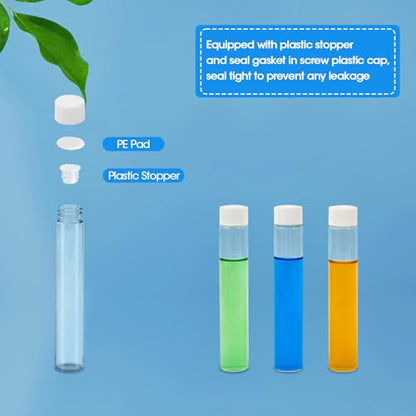 12PCS 30ml Clear Glass Small Vials with White Screw Caps & Plastic Stoppers - color: CLEAR, size: 30ml