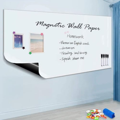 ZHIDIAN Magnetic Whiteboard Sticker for Wall/Door, 36" x 24" Large Self Adhesive White Board Wallpaper, Whiteboard Contact Paper, Large Dry Erase Sheet/Film for Office/Home/School - size: 36"W x 24"H