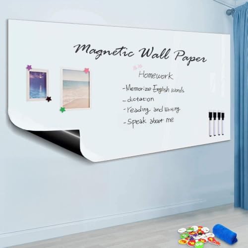 ZHIDIAN Magnetic Whiteboard Sticker for Wall/Door, 36" x 24" Large Self Adhesive White Board Wallpaper, Whiteboard Contact Paper, Large Dry Erase Sheet/Film for Office/Home/School - size: 36"W x 24"H