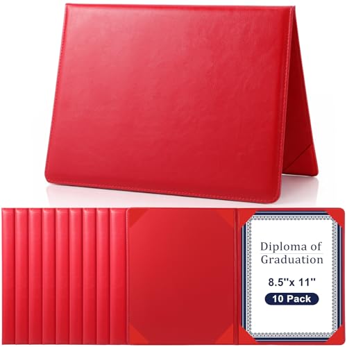 Tenare 10 Pcs Red PU Leather Certificate Cover Diploma Folder Holder - color: Red