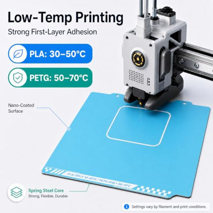 Cold Build Plate for Bambu Lab A1 Mini, 184x184mm Double-Sided Spring Steel Sheet, High Adhesion Nano-Coated Surface, Low Temperature Printing, Fine Matte Finish - size: A1 mini 184×184 mm