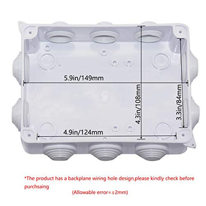 Zulkit Junction Box ABS Plastic Dustproof Waterproof IP65 Universal Electrical Boxes Project Enclosure White 5.9 x 4.3 x 2.8 inch (150 x 110 x 70mm) - size: 5.9" x 4.3" x 2.8"