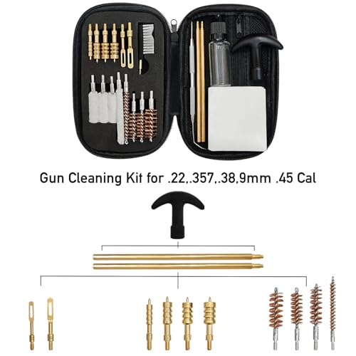 ELVO Gun Cleaning Kit 21-Piece Brass Set (.22 9mm .357 .38 .40 .45)