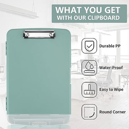 Clipboard with Storage, A4 Binder Nursing Clipboards with Pen Holder, Heavy Duty Storage Clipboards with Low Profile Clip, Clipboard Folder Side-Opening, Smooth Writing Clip Board (Dark Green) - color: Dark Green