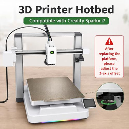 Print Bed Build Plate for Sparkx-i7: 300 by 265 mm/ 11.8 * 10.4 inch Dual Textured PEI Sheet Replacement Parts Compatible with Creality Sparkx i7 3D Printer Hotbed