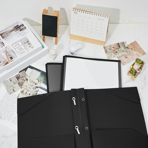 Henoyso 36 Pcs Plastic Folder with Clear Front Pocket, Black - color: Black