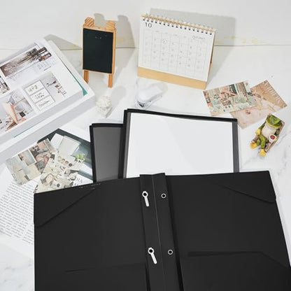 Henoyso 36 Pcs Plastic Folder with Clear Front Pocket, Black - color: Black