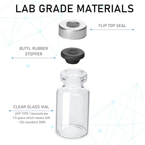 10 Pack 2ml Sealed Sample Glass Vials with Self Healing Injection Port - size: 2ML