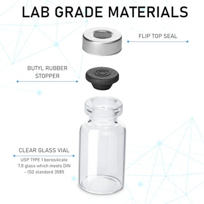 Knixxo 10 Pack 7ml Sealed Sample Vials, Transparent Glass Vials with Self Healing Injection Port - size: 7 ML