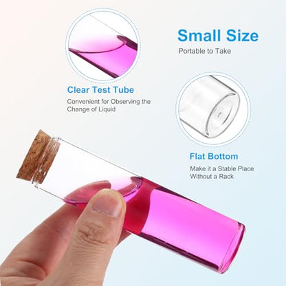 PATIKIL 55ml Test Tubes, 12pcs 4.33x1.18 Glass Clear Flat Bottom Test Tube Containers with Cork Stopper for Bead Party Candy Bath Salt Storage Scientific Experiment Plant Propagation - size: 55ml