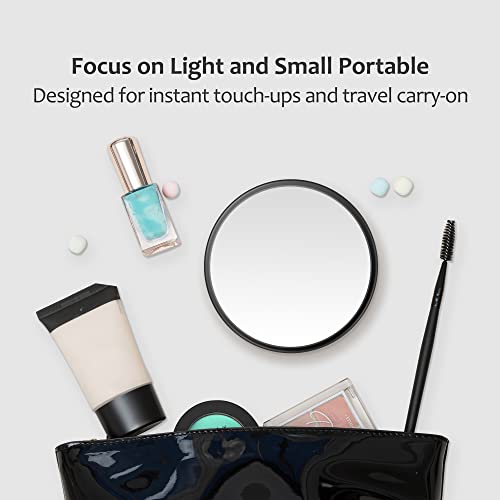 MIYADIVA 30X Magnifying Mirror, Small Travel Mirror with Suction Cup and Tweezers, 3.5 Inches - color: Black-30x