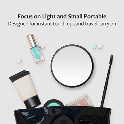 MIYADIVA 30X Magnifying Mirror, Small Travel Mirror with Suction Cup and Tweezers, 3.5 Inches - color: Black-30x