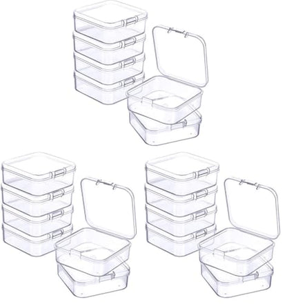 Jetec 6 Pieces Mini Plastic Clear Beads Storage Containers Box for Collecting Small Items, Beads, Jewelry, Business Cards, Game Pieces, Crafts (2.1 x 2.1 x 0.8 Inch) (Pack of 3) - size: 2.1 x 2.1 x 0.8 Inch (Pack of 3)