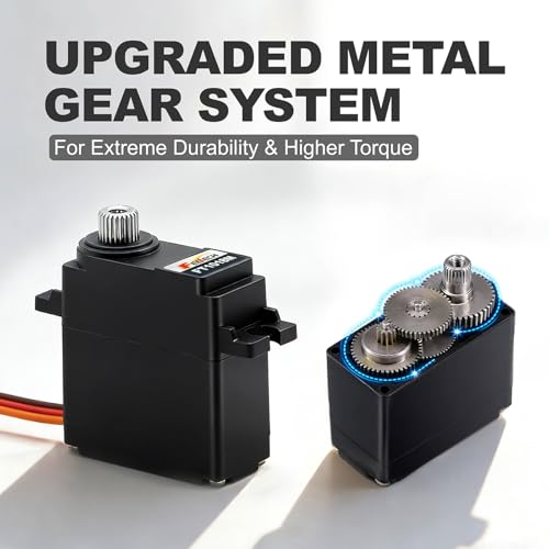 7.4V 7.5KG Metal Gear Digital Mini Servo Motor, High Torque 180 Degree RC Servo for TRX4M, SCX24, 1/10 Scale Cars, Robotics, Boats & Planes, Upgraded Metal Gear System - size: 7.4V 7.5KG-180°