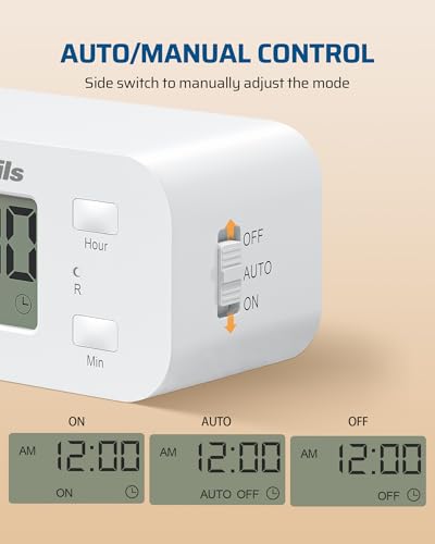 DEWENWILS Indoor 24 Hour Programmable Digital Timer Outlet, 1 Outlet,1 Pack - style: White-1PK