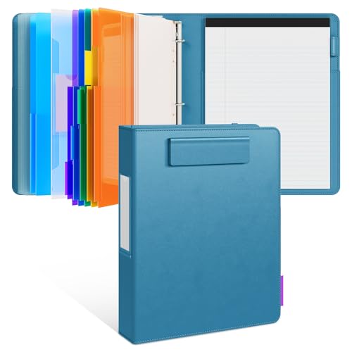 JoyCat 3 Ring Binder Clipboard with Storage, 5 Folders, Dark Blue - color: Dark Blue