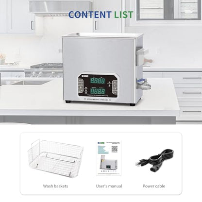 DK SONIC Professional Ultrasonic Cleaner 6L, 180W Heavy-Duty Sonic Cleaner with Timer,Heater&Touch Control, Multi-Application for Motorcycle Engines, Carburetors, Chains (Include Basket) - size: 6L