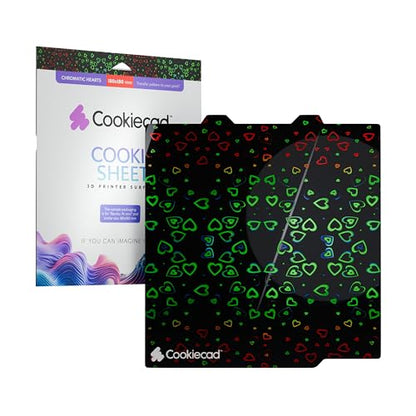 Cookiecad Cookie Sheet - Holographic 3D Printer Build Plate - Double Sided Reflective 3D Printer Bed, Flexible Spring Steel 3D Printer Platform (Chromatic Hearts, 180x180) - size: 180x180, style: Chromatic Hearts