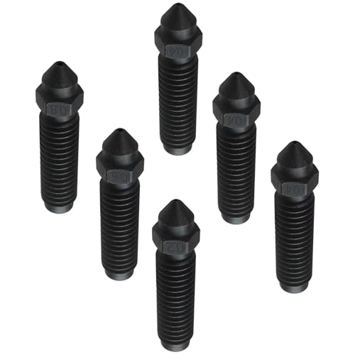 New Professional 6-Pack 3D Printer Nozzles Stainless Steel Hardened Tip 0.2-0.8mm Assortment High Flow Hotend Compatible for Elegoo Printers