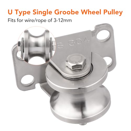 2PCS Groove Wheel Pulley, 304 Stainless Steel Pulley Block, Wall Mount Cable Pulley Wheel Duplex Bearings, Screws for DIY Gym Equipment Sliding Gate, Loading 400 lbs (32mm) - size: 32mm 2PCS