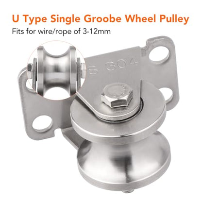2PCS Groove Wheel Pulley, 304 Stainless Steel Pulley Block, Wall Mount Cable Pulley Wheel Duplex Bearings, Screws for DIY Gym Equipment Sliding Gate, Loading 400 lbs (32mm) - size: 32mm 2PCS