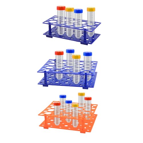 3 Pack Plastic Test Tube Racks Centrifuge Tube Holder for 10/15mL 128 Wells - size: 3 PCS Mixed