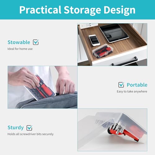 Showpin Mini Screwdriver Set for Computer PC Laptop Macbook Electronics Repair, 35PCS Small Precision Tool Kit with Torx T5 T6 T8 for Beginner IT DIY - color: Red-35pcs-1pack