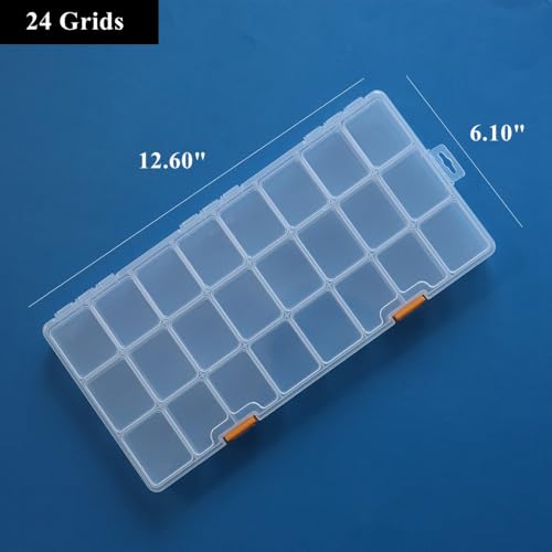 3 Pack 24 Grids Clear Plastic Storage Box with Dividers - size: 24 Grids