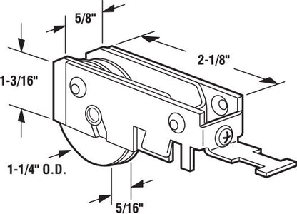 Slide-Co 13177-S 1-1/4 In. Sliding Door Ball Bearing Roller Assembly (Single Pack)