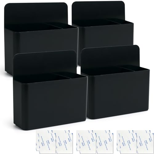 noonebutyou 4-in-1 Magnetic Marker Holder - Dry Erase Marker, Pen Holder, Wall Mount, Self-Adhesive for Whiteboard, Fridge, Home Office, School (Black) - color: Black & 4pcs