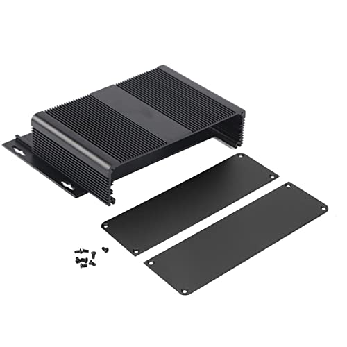 Aluminum Electronic Project Enclosure Case, 54x204x120mm PCB Instrument Box, Split Type DIY Cooling Housing for Printed Circuit Board, Inverter Controller, Sandblasted Black