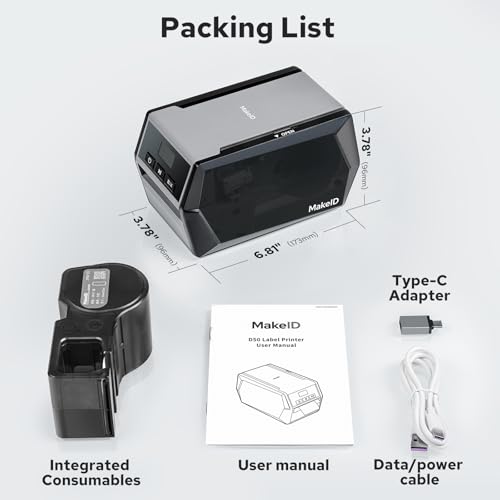 Makeid D50 Industrial Label Maker, 2 Inch Desktop Printer with Auto Cutter