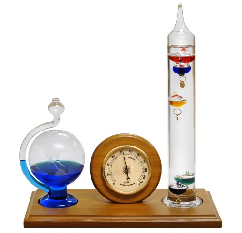 Lily's Home Analog Weather Station with Galileo Thermometer, Glass Barometer, and Analog Hygrometer, Ideal Gift for Friends and Family, Indoor & Outdoor Home Décor (10.5 in x 12 in) - style: Analog Weather Station