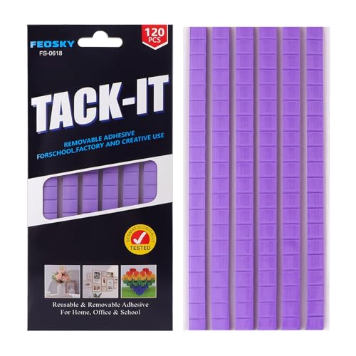 Feosky Adhesive Poster Sticky Tack Putty, Reusable and Removable Adhesive Putty, 120PCS, Mounting Putty for displaying Wall Paintings, Museum Art Photography, Picture, Crafts (Purple, Pack of 1) - color: Purple, size: 1Pack